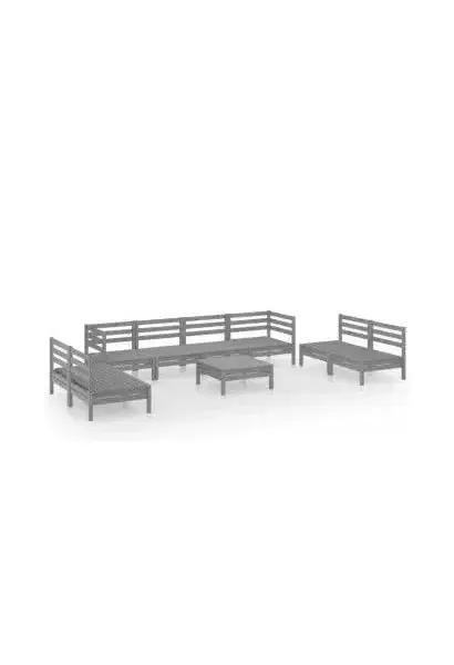 VIDAXL 3082579 Conjunto de muebles de pino para exterior con 9 piezas color gris sin cojines de vidaXL