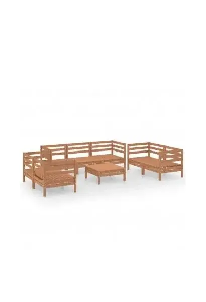 VIDAXL 3082600 Conjunto de jardín de 8 piezas de sofás y mesa de madera de pino marrón miel de vidaXL