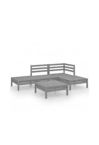 VIDAXL 3082624 Set de muebles de jardín por 5 piezas de madera maciza de pino color gris de vidaXL