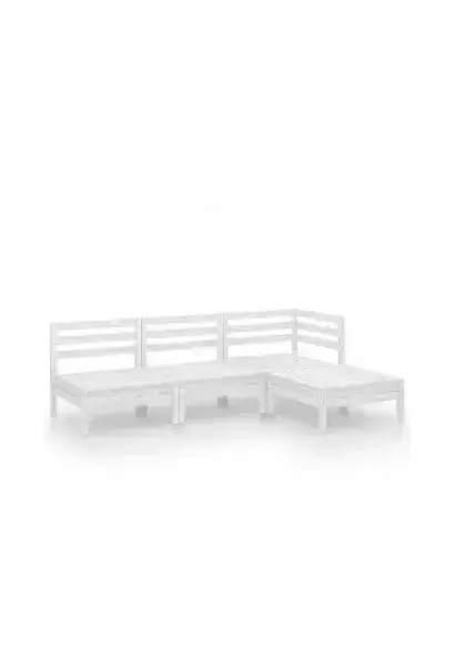 VIDAXL 3082628 Conjunto de sofás y mesa para jardín de madera de pino maciza con un acabado en color blanco de vidaXL