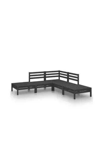 VIDAXL 3082641 Juego de muebles de 5 piezas para jardín fabricado en madera de pino maciza en color negro de vidaXL