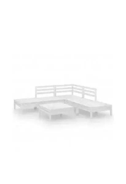 VIDAXL 3082643 Sofás de jardín 6 piezas de madera de pino maciza con un acabado en color blanco de vidaXL