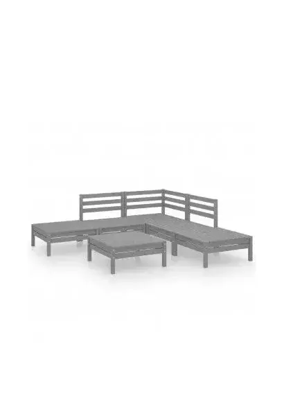 VIDAXL 3082644 Conjunto de muebles exterior color gris fabricado en madera de pino maciza de vidaXL