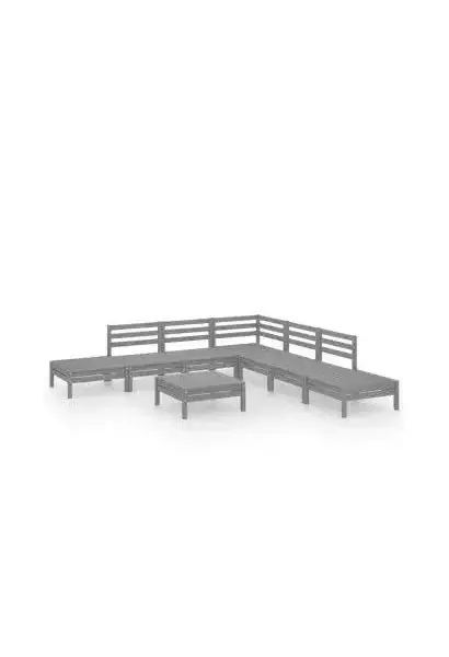 VIDAXL 3082654 Juego de muebles para jardín con 8 piezas de madera de pino maciza en gris de vidaXL
