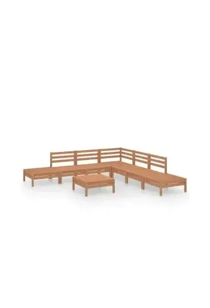 VIDAXL 3082655 Conjunto mobiliario de 8 piezas para jardín fabricadas en madera de pino con acabado en color marrón miel de vidaXL