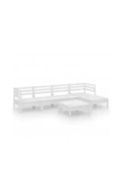 VIDAXL 3082683 Conjunto de sillones de jardín de 6 piezas de madera de pino maciza color blanco 63 5x62 5x63 5 cm de vidaXL