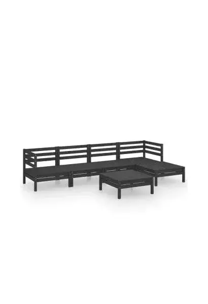 VIDAXL 3082686 Conjunto de 6 muebles de jardín fabricados en madera maciza de pino en color negro de vidaXL