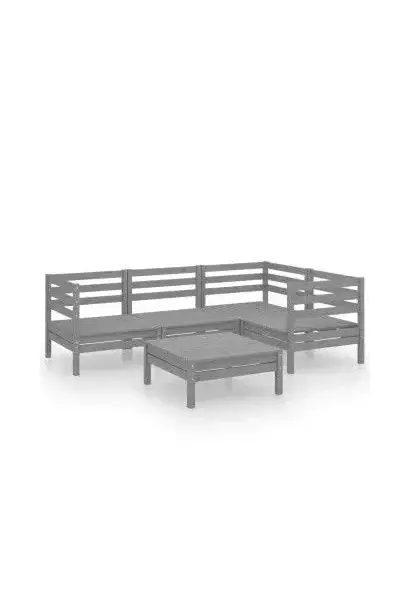 VIDAXL 3082694 Juego de muebles para exteriores hecho de madera maciza de pino color gris de 5 piezas de vidaXL