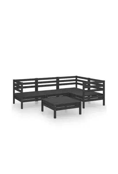 VIDAXL 3082696 Conjunto de 5 muebles de jardín fabricados en madera maciza de pino en color negro de vidaXL