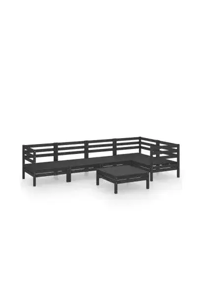 VIDAXL 3082706 Juego de 5 sofás y mesa de jardín fabricados en madera de pino maciza en color negro de vidaXL