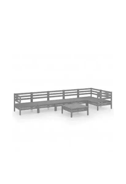 VIDAXL 3082714 Juego de sofás modulares y mesa para jardín hechos de madera de pino maciza gris de vidaXL