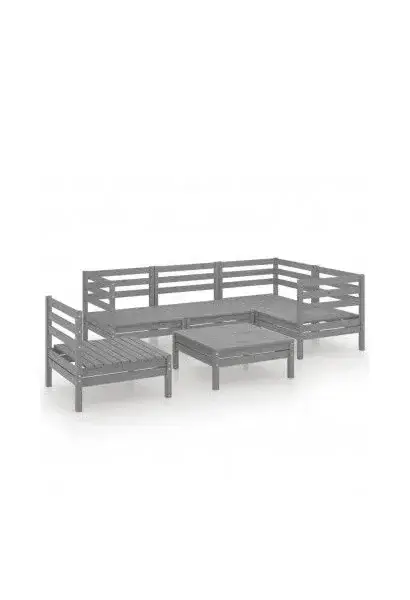VIDAXL 3082724 Sofás de jardín 6 piezas de madera de pino maciza con un acabado en color gris de vidaXL