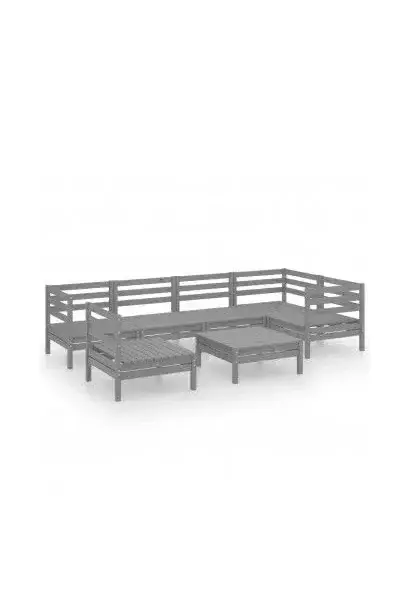 VIDAXL 3082734 Juego de sofás modulares y mesa para jardín hechos de madera de pino maciza color gris de vidaXL