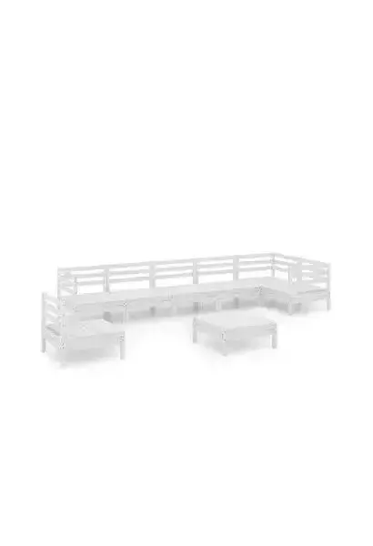 VIDAXL 3082743 Juego de 8 piezas de muebles para jardín fabricadas en madera maciza de pino con acabado en color blanco de vidaXL