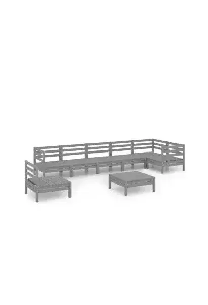 VIDAXL 3082744 Conjunto de muebles de madera maciza de pino color gris con 8 piezas sin cojines de vidaXL