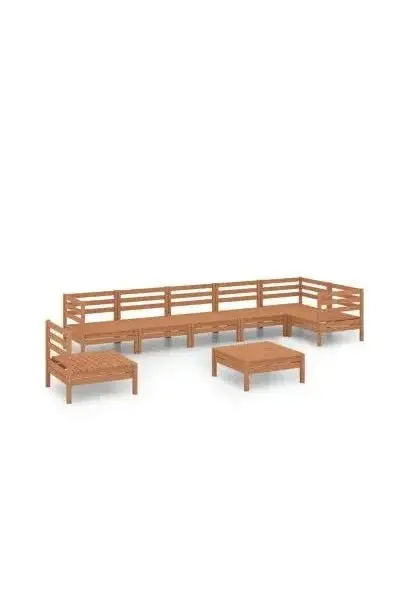 VIDAXL 3082745 Juego de 8 piezas de muebles para jardín fabricadas en madera maciza de pino con acabado en color marrón miel de vidaXL