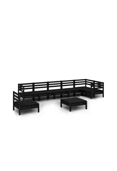 VIDAXL 3082746 Juego de 8 piezas de muebles para jardín fabricados en madera maciza de pino con acabado en color negro de vidaXL