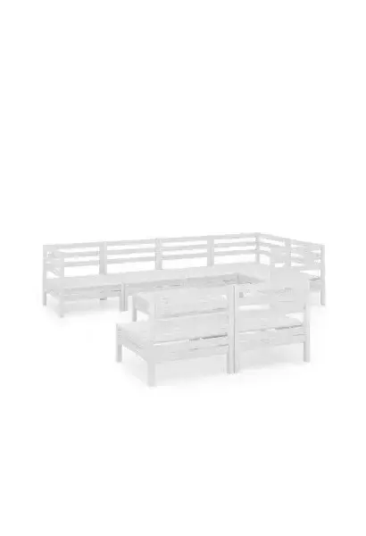 VIDAXL 3082753 Juego de muebles de 8 piezas para jardín fabricadas en madera de pino maciza con acabado en color blanco de vidaXL