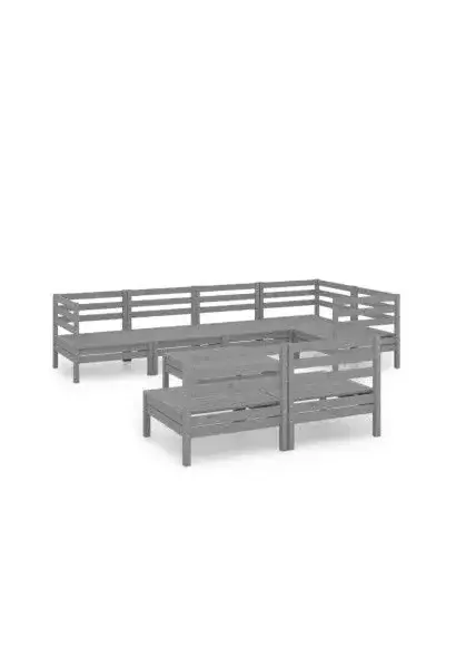 VIDAXL 3082754 Juego de muebles de madera maciza de pino color gris con 8 piezas sin cojines de vidaXL