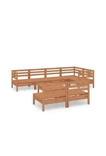 VIDAXL 3082755 Juego de muebles de 8 piezas para jardín fabricadas en madera de pino maciza con acabado en marrón miel de vidaXL