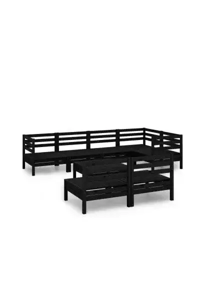VIDAXL 3082756 Juego de muebles de 8 piezas para jardín fabricadas en madera de pino maciza con acabado en color negro de vidaXL