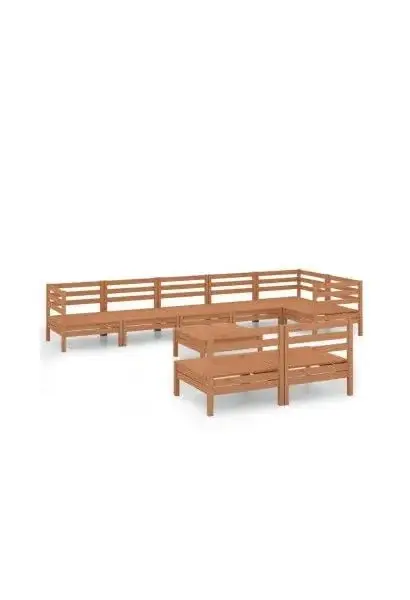 VIDAXL 3082892 Juego de 9 piezas para jardín hechas en madera de pino maciza con acabado en marrón miel de vidaXL