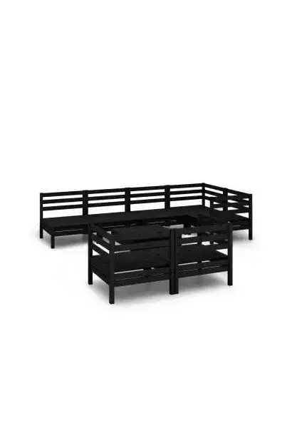 VIDAXL 3082923 Juego mobiliario de 8 piezas para jardín fabricadas en madera de pino maciza con acabado en negro de vidaXL
