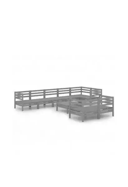 VIDAXL 3082931 Juego de muebles de jardín de 63 5 cm color gris con 9 piezas de madera de pino maciza de vidaXL