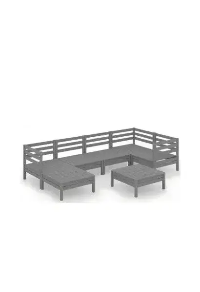 VIDAXL 3082961 Juego de muebles de madera maciza de pino color gris con 7 piezas sin cojines de vidaXL