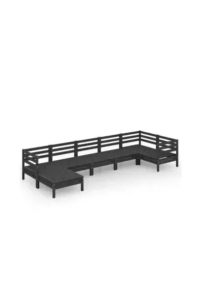VIDAXL 3082968 Pack de 7 piezas para jardín fabricadas en madera de pino maciza con acabado en negro de vidaXL