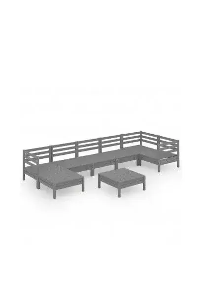 VIDAXL 3082971 Juego de muebles de jardín 8 piezas rústico de madera maciza de pino gris de vidaXL