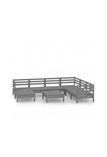 VIDAXL 3082981 Juego de muebles de jardín 8 piezas atemporal de madera maciza de pino gris de vidaXL