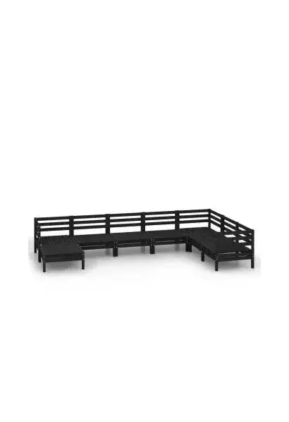 VIDAXL 3082988 Juego de 8 piezas para jardín fabricadas en madera de pino maciza con acabado en negro de vidaXL
