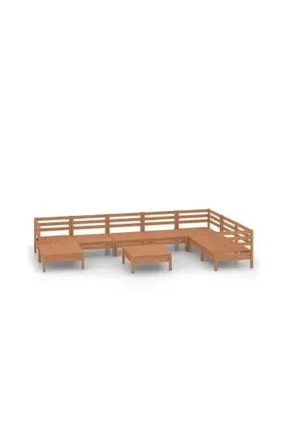 VIDAXL 3082992 Juego mobiliario de 9 piezas para jardín fabricadas en madera de pino maciza con acabado en marrón miel de vidaXL