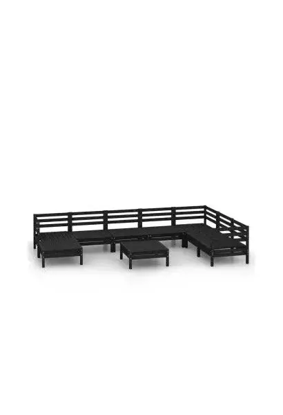 VIDAXL 3082993 juego mobiliario de 9 piezas para jardín fabricadas en madera de pino maciza con acabado en negro vida xl