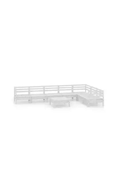 VIDAXL 3083020 Pack mobiliario de 8 piezas para jardín fabricadas en madera de pino maciza con acabado en color blanco de vidaXL