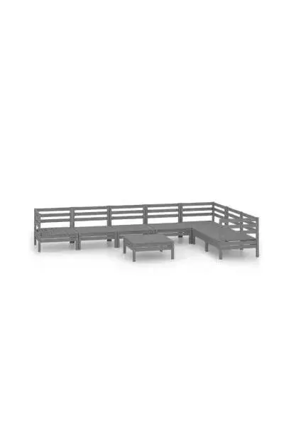 VIDAXL 3083021 Juego de muebles para exterior de madera maciza de pino color gris con 8 piezas sin cojines de vidaXL