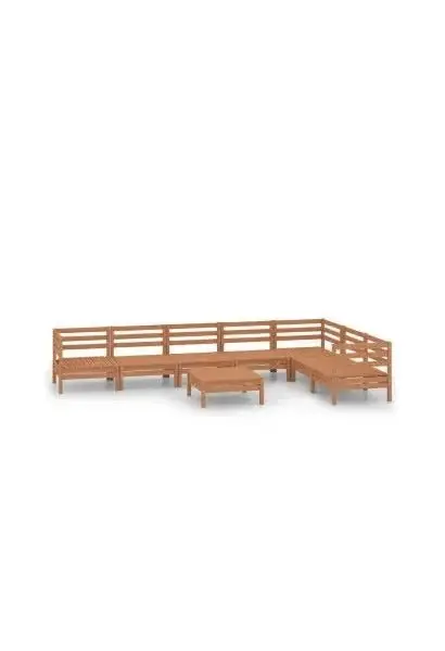 VIDAXL 3083022 Pack mobiliario de 8 piezas para jardín fabricadas en madera de pino maciza con acabado en color marrón miel de vidaXL