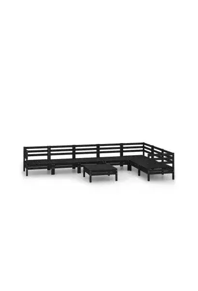 VIDAXL 3083023 Pack mobiliario de 8 piezas para jardín fabricadas en madera de pino maciza con acabado en color negro de vidaXL