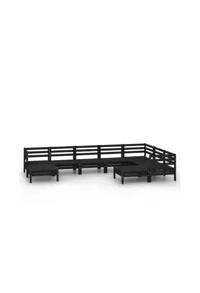 VIDAXL 3083028 Pack mobiliario de 9 piezas para jardín fabricadas en madera de pino maciza con acabado en negro de vidaXL