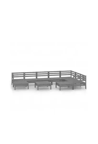 VIDAXL 3083031 Conjunto de muebles de exterior de 10 piezas modulares de madera de pino gris de vidaXL