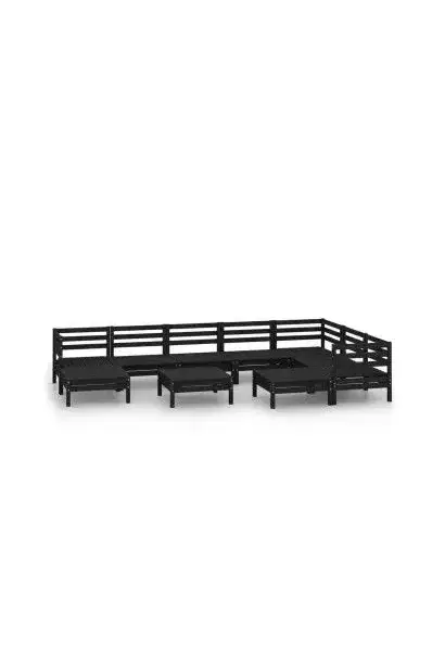 VIDAXL 3083033 Pack mobiliario de 10 piezas para jardín fabricadas en madera de pino maciza con acabado en negro de vidaXL