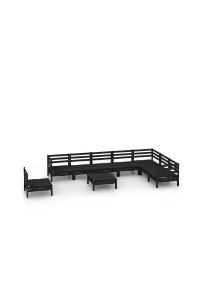 VIDAXL 3083053 Conjunto mobiliario de 9 piezas para jardín fabricadas en madera de pino maciza con acabado en negro de vidaXL