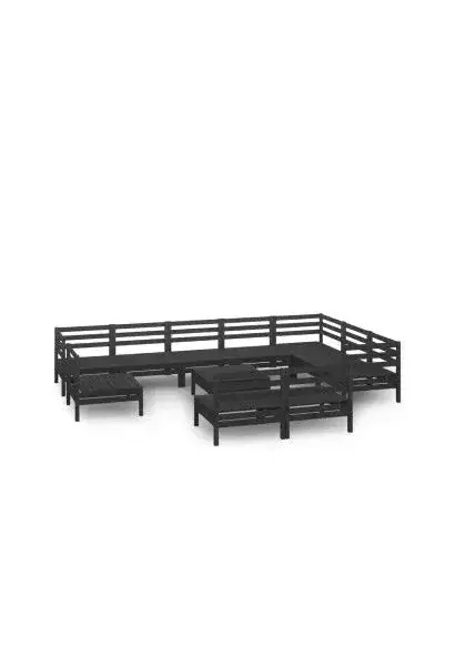 VIDAXL 3083073 Conjunto mobiliario de 11 piezas para jardín fabricadas en madera de pino maciza con acabado en negro de vidaXL