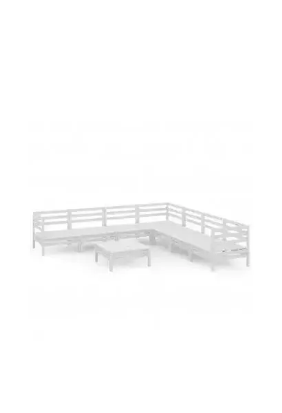 VIDAXL 3083100 Juego de muebles para exteriores hecho de madera maciza de pino de color blanco 8 piezas de vidaXL