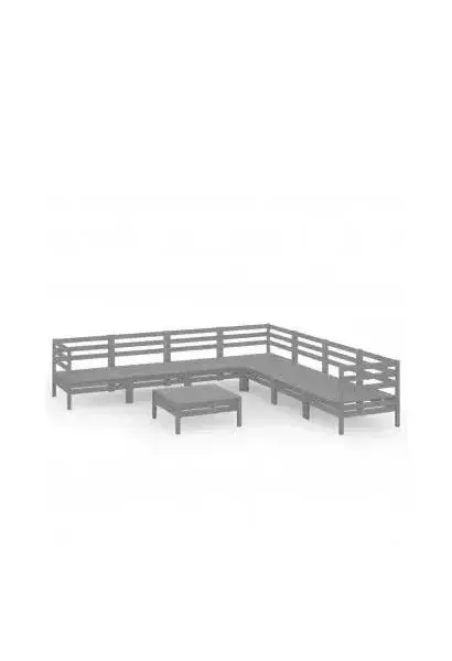 VIDAXL 3083101 Juego de muebles de jardín con 8 piezas de palés de madera maciza de pino gris de vidaXL
