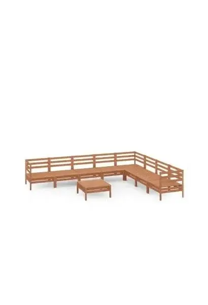 VIDAXL 3083112 Conjunto mobiliario de 9 piezas para jardín fabricadas en madera de pino maciza con acabado marrón miel de vidaXL