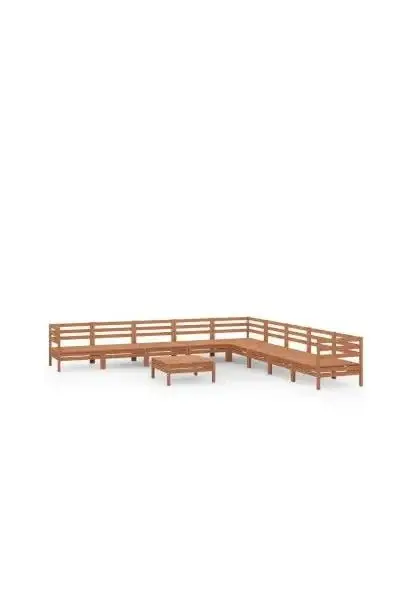 VIDAXL 3083122 Conjunto mobiliario de 10 piezas para jardín fabricadas en madera de pino maciza con acabado en marrón miel de vidaXL