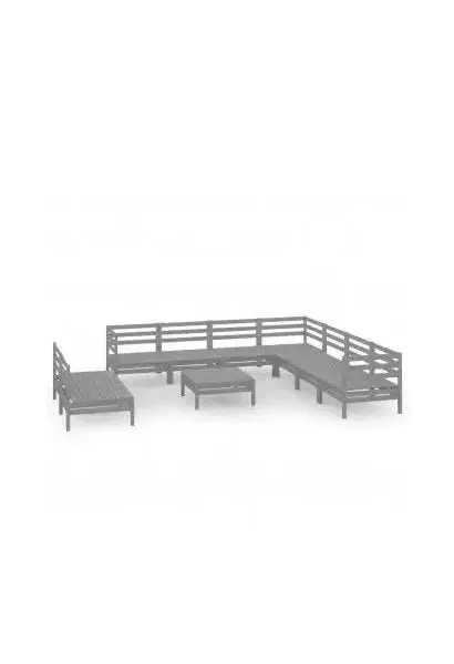 VIDAXL 3083131 Conjunto de jardín con 10 piezas de mesa y sofás en madera de pino color gris de vidaXL