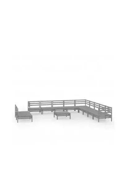 VIDAXL 3083151 Conjunto de muebles de exterior 12 piezas de madera palet de pino color gris de vidaXL